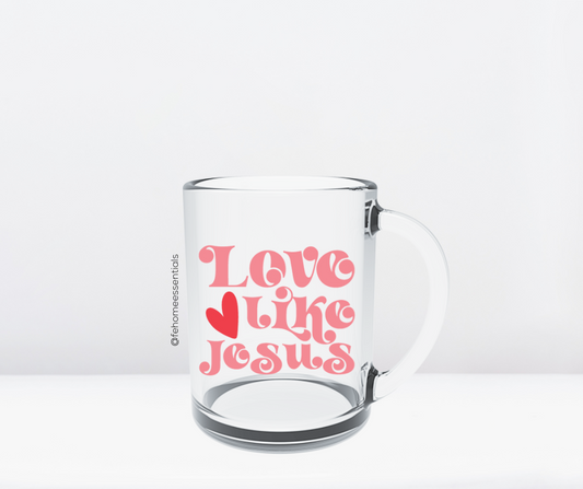 Taza de cristal Amor como Jesús