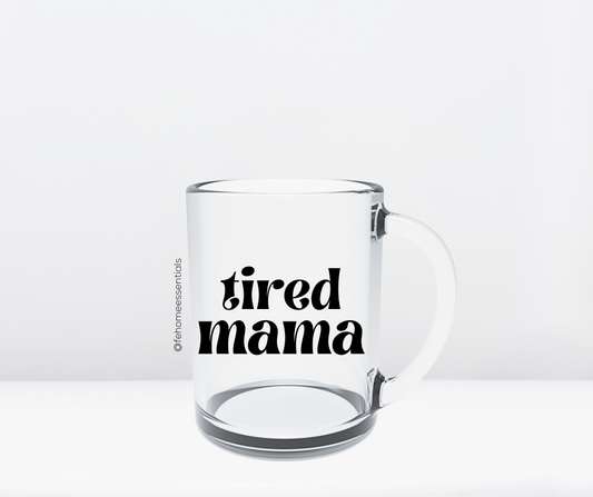 Taza de cristal mamá cansada