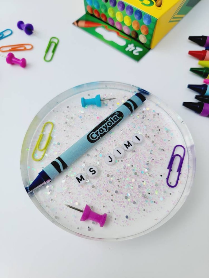 Sparkles and Crayon Teacher Coaster